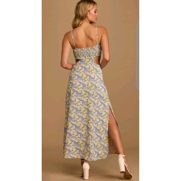 Lulus It's a Perfect Pick Pink Women Floral Print Cutout  Maxi Dress size MEDIUM - Picture 5 of 14